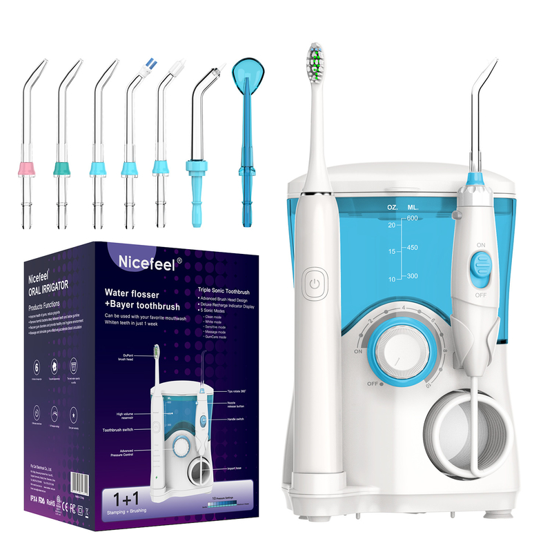 600ml Water Flosser Οδοντόβουρτσα Combo, Oral Irrigator και ηλεκτρική οδοντόβουρτσα σε ένα