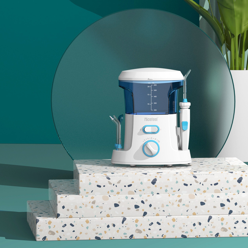 600ml Ρυθμιζόμενο ABS Water Dental Flosser Για Οικογενειακή Χρήση Oral Spa Λευκό Μπλε