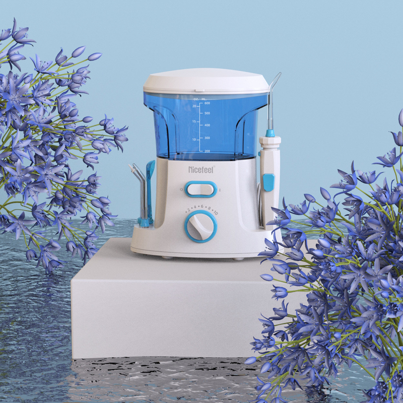 600ml Ρυθμιζόμενο ABS Water Dental Flosser Για Οικογενειακή Χρήση Oral Spa Λευκό Μπλε