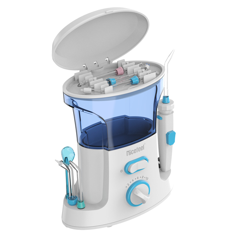 600ml Ρυθμιζόμενο ABS Water Dental Flosser Για Οικογενειακή Χρήση Oral Spa Λευκό Μπλε