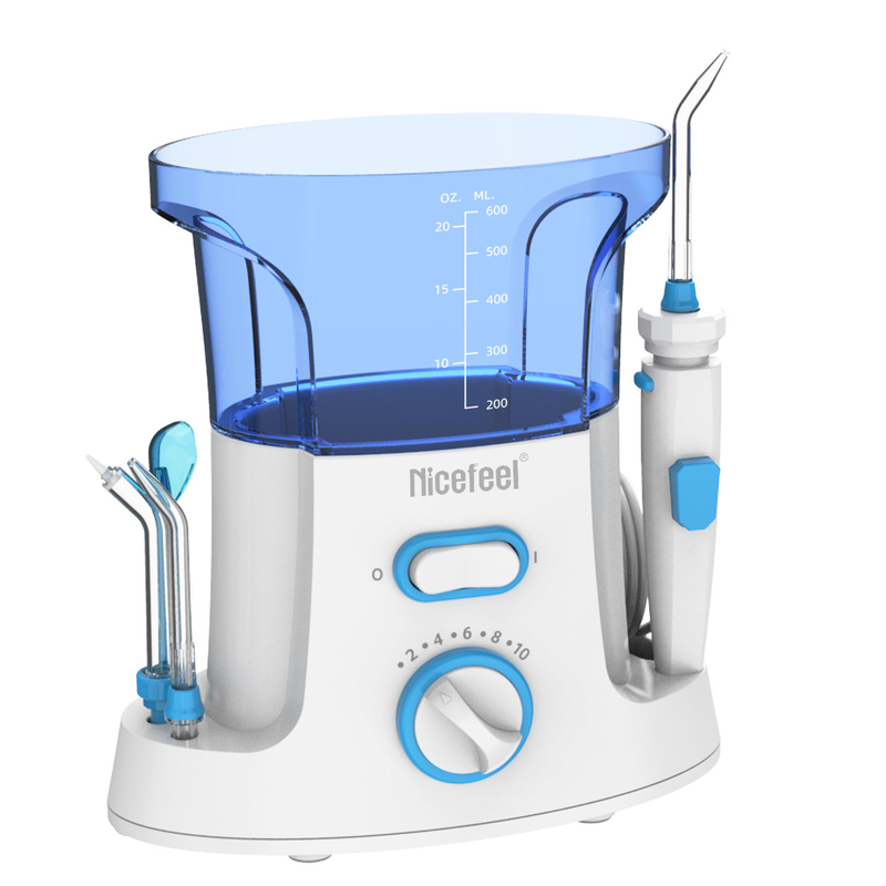 600ml Ρυθμιζόμενο ABS Water Dental Flosser Για Οικογενειακή Χρήση Oral Spa Λευκό Μπλε